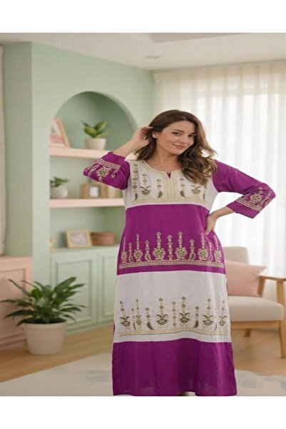 BRK Women's long-sleeved shirt with layered floral embroidery in an elegant b...