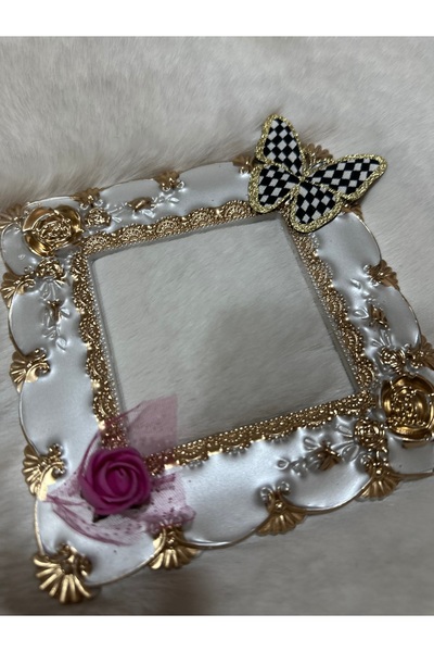 Marrone Cadru priză din beton cu carouri Simli Kelebek