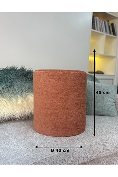 Home PUF&BENCH 45*40 ÖLÇÜLERİNDE KİREMİT RENK ŞÖNİL KADİFE KUMAŞ. ALT ZEMİNE ...