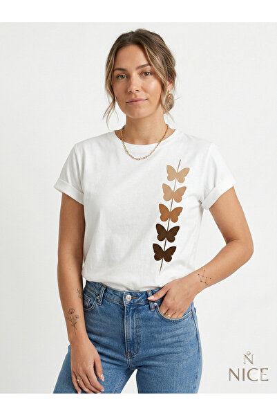 NİCE Метелик Детальний щоденний тренд T-shirt