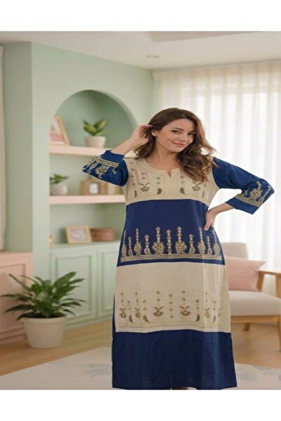 BRK Women's long-sleeved shirt with layered floral embroidery in an elegant b...