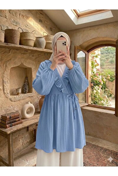 bellura Fırfırlı Önü Bağcıklı Lastikli Kimono