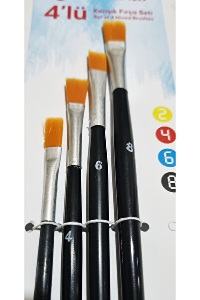 Modellino 4-Piece Oil Paint Brush Set Acrylic Paint Brushes Rbns Rf-11 No: 2-...