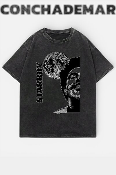 Vordevia Starboy Štampano Periv Oversize kroj T-shirt Unisex Vintage Udoban F...