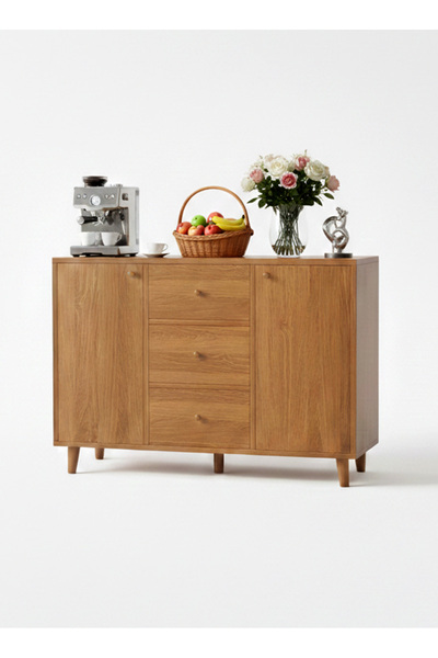 AGD Modern Coffee Corner Storage Cabinet with Two Doors and Three Drawers