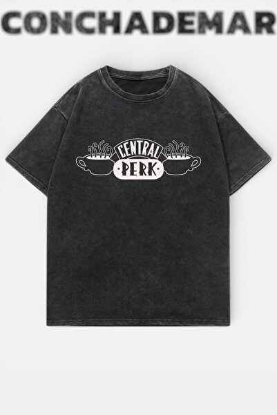 Vordevia Central Perk cu imprimeu Lavabil supradimensionat tricou Unisex Vint...