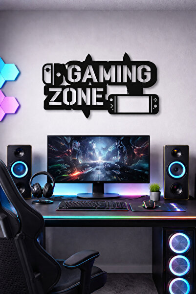 ReklamX Gaming Zone Oyuncu Odası Dekoratif Ahşap Tablo -3mm mdf Lazer Kesim M...