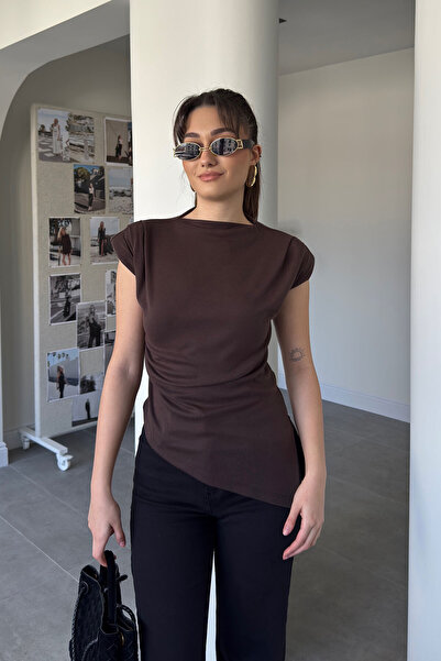 MAGARDE Omuzu Padded Shoulders Premium Blouse - Brown