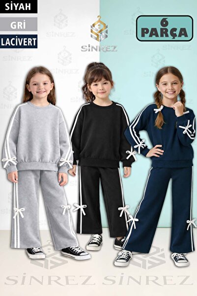 SİNREZ 3Lu Esortman Team Girls' Bow Detail Ribbon O-Necklace