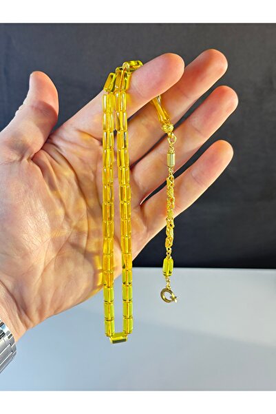 Tetik Tesbihçilik Altın Sarısı Uçak Camı Tesbih - 6x10 mm Kesme Model Alpaka ...