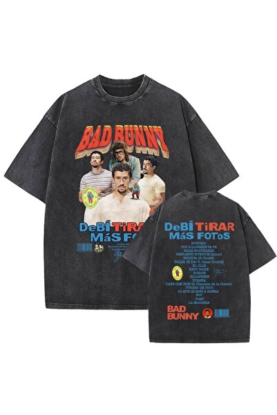 Vordevia Bad Bunny Štampano Periv Oversize kroj T-shirt Unisex Vintage Udoban...