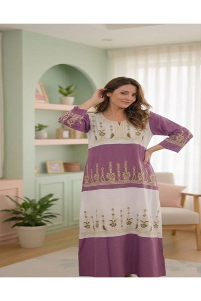 BRK Women's long-sleeved shirt with layered floral embroidery in an elegant b...