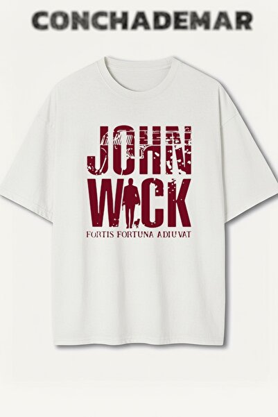 Vordevia تي شيرت جون ويك مطبوع بريميوم كبير الحجم مكون من قطن قطع