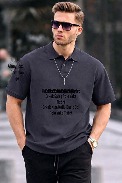 COMBİNE MİCHAİL Erkek Basic Relax Füme Polo Yaka Tişört
