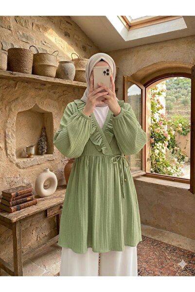 bellura Fırfırlı Önü Bağcıklı Lastikli Kimono