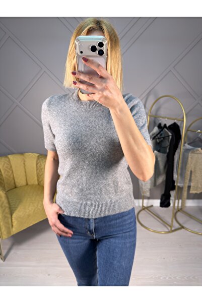 SENU Bisiklet Yaka Pullu Şardonlu Kısa Kol Triko