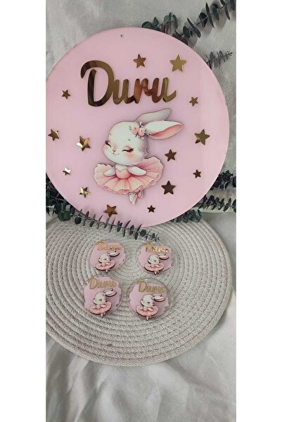 hoby shop Tavşan Figürlü Pleksi Hediyelik Magnet 10 Adet ve Kapı Süsü