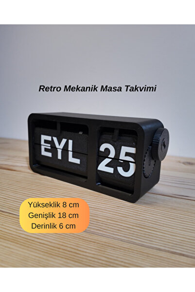 3DcraftTr Retro Mekanik Masa Takvimi - Sonsuz Takvim - Ofis ve Ev Hediyesi