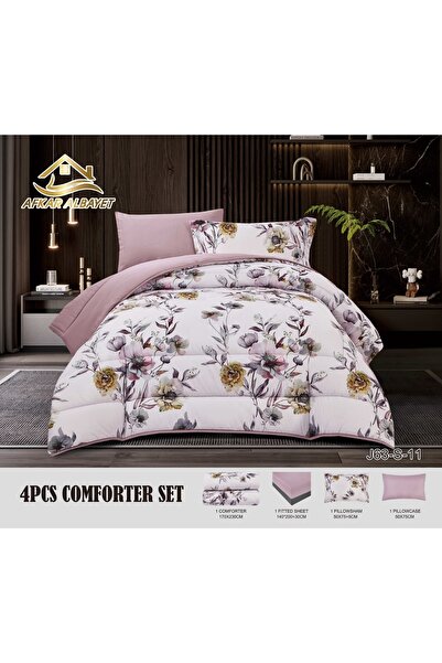 Afkar Albayet Single and a half summer bedspread, 4 pieces, floral pattern, m...