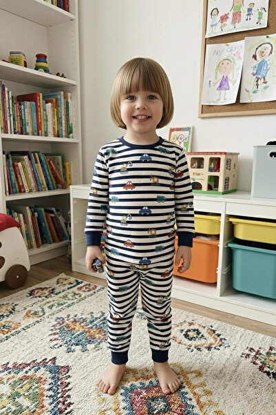 Hyd 3-12 Yaş Özel Oyuncak Arabalar Baskılı Ve Desenli Çocuk Pijama Seti Takımı
