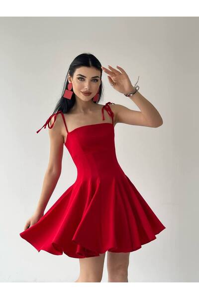 YURELİ Fiyonk Askılı Mini Boy Elbise