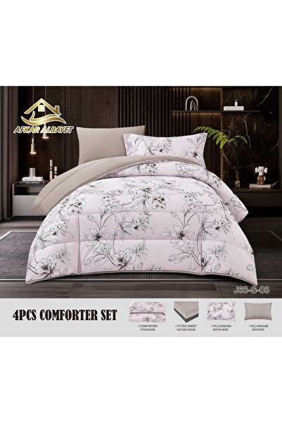 Afkar Albayet Single and a half summer bedspread, 4 pieces, floral pattern, m...