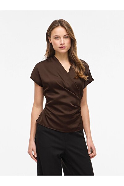 VILA Oberteil mit kurzen Ärmeln VIELETTE V-Ausschnitt