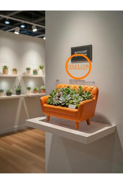 Onflow Retro Koltuk Şeklinde Dekoratif Sukulent Saksısı - Turuncu 15x10 cm
