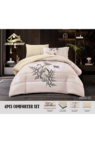 Afkar Albayet Single and a half summer bedspread, 4 pieces, floral pattern, m...