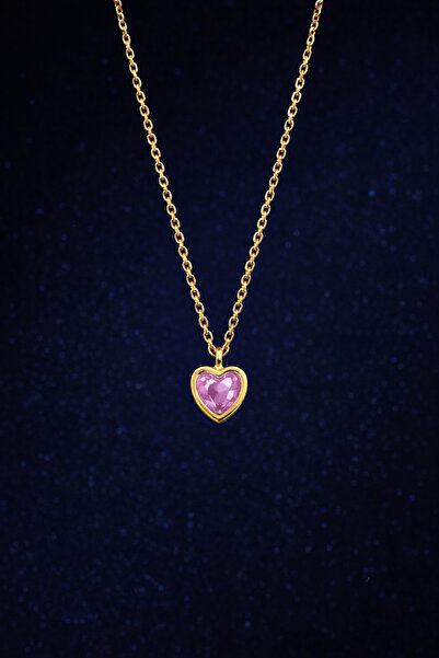 KAR DİAMOND Kolye ucu 8 Ayar Altın Zincir Gümüş Kalp Kolye Sertifikalı Işıklı...