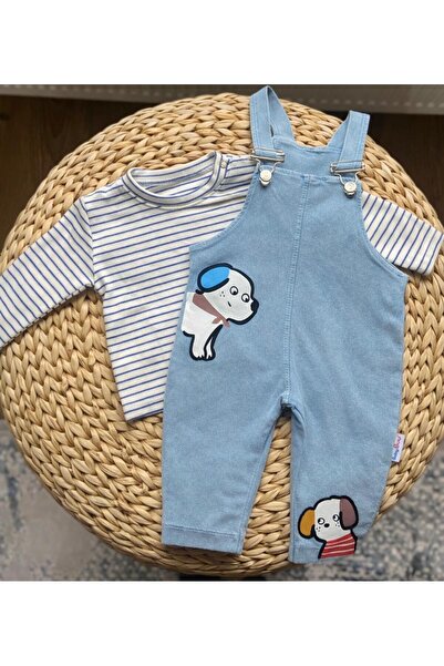 bebekstra Erkek Bebek Köpek Baskılı İkili Salopet