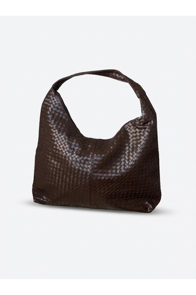 I Love Shoes Belina Shoulder Bag Light Brown Matte Leather Knitted Detail