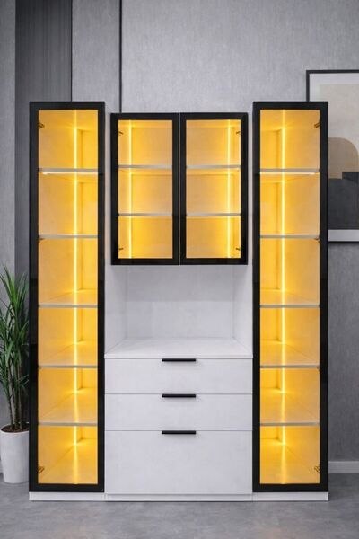 MODENZA Kahve Köşesi 3 Kapaklı Çekmeceli MDF Dolap