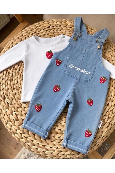 bebekstra Kız Bebek Çilekli İkili Salopet