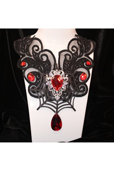 Mournbelle Gotik "Spider Queen" El Yapımı Dantel Kolye / Choker