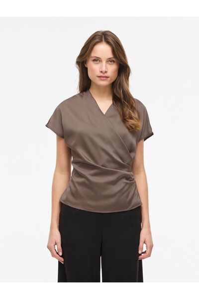 VILA Oberteil mit kurzen Ärmeln VIELETTE V-Ausschnitt