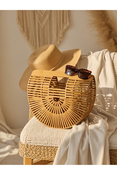 alreef geft Women's Clutch Bag made of natural bamboo - modern geometric desi...