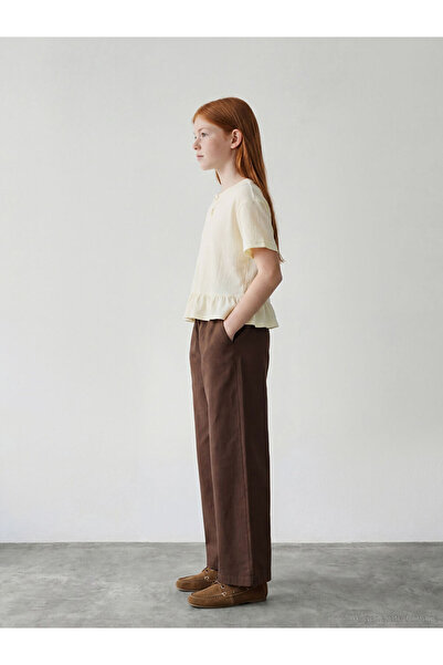 LC Waikiki Girls' Poplin Trousers with Elastic Waist