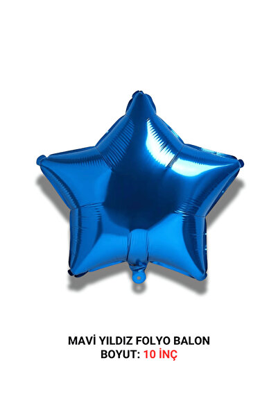 Bunloon Mavi Yıldız Folyo Balon Doğum Günü Parti Süsleme Dekorasyon