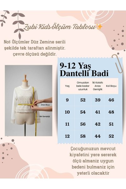 zubi kids Lace Li and İncili Children's Badi (Ages 5-12)