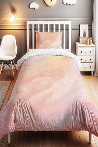 EVPANYA مجموعة أغطية سرير الأطفال باستيل هارت كلاودز منقوش مفرد