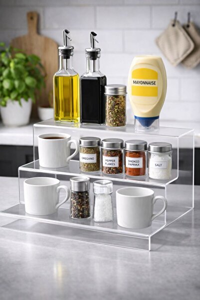 TutturX Suport pentru condimente din plexiglas cu 3 niveluri