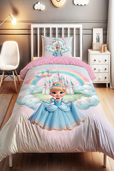 EVPANYA Colorful Fairy Tale World Patterned Single Baby Kids Bedding Set
