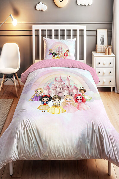EVPANYA Fairy Tale Castle Princesses Patterned Single Baby Kids Bedding Set