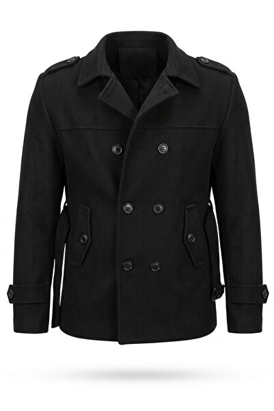 gm giyimarket Ανδρικό κοντό κασμιρένιο παλτό με λεπτή εφαρμογή Wish Klein