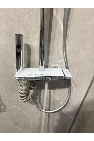 özgürce Modern Piyano Tuşlu Paslanmaz Çelik Duş Seti ve Pirinç Batarya