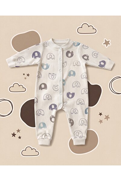 Minory Baby - Patikli Bebek Tulumu | Fil Motifli