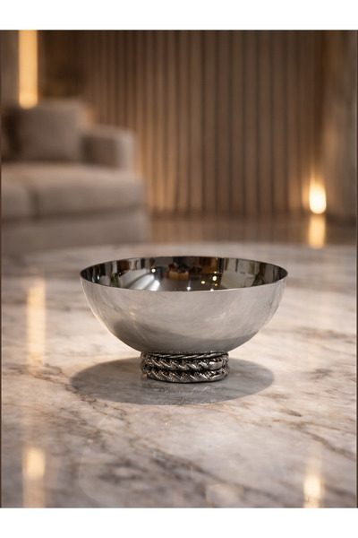 Generic (Unbranded) Luxurious silver decorative serving bowl - "Modern" desig...