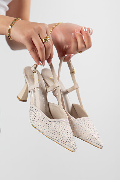 FYD SHOES حذاء نسائي مفتوح من الخلف مزين بطباعة حجرية للسهرات