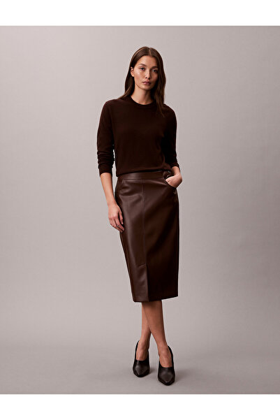 Calvin Klein Faux Leather Midi Skirt